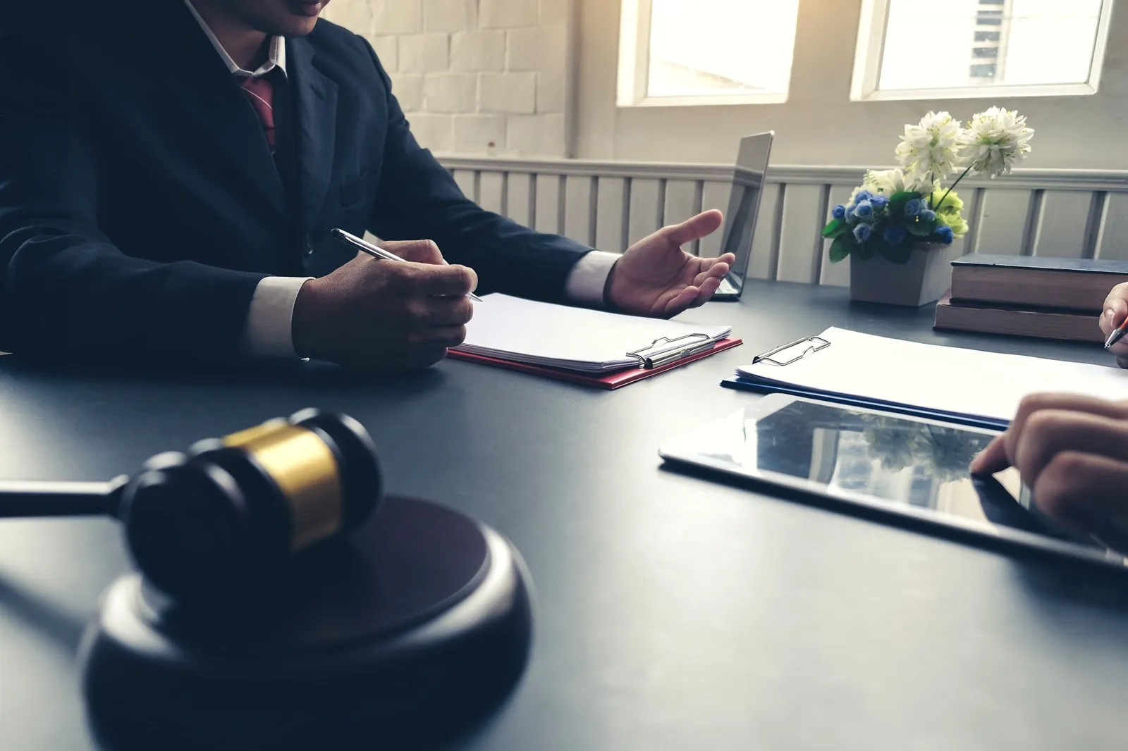 Attorney meeting with client